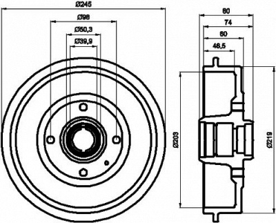 HELLA PAGID 8dt355301411 -  Тормозной барабан